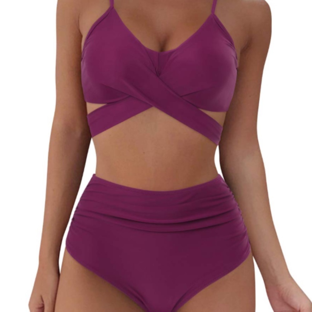 Women's Purple HIGH-WAIST WRAP Bikini Set